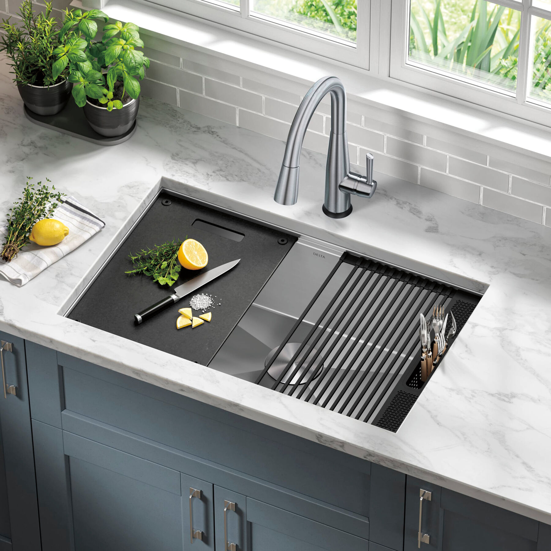 30&rdquo; Workstation Kitchen Sink Undermount&nbsp;16 Gauge&nbsp;Stainless Steel Single Bowl with&nbsp;WorkFlow&trade; Ledge and Accessories